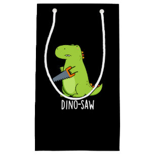 Dino-Säge Funny Dinosaur Tool Pun Dark BG Kleine Geschenktüte