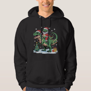 Dino Santa reitet auf Weihnachts-T-Rex Hoodie