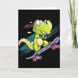 Dino-Skateboard-Shirt Jungen Skateboarding Kinder  Karte