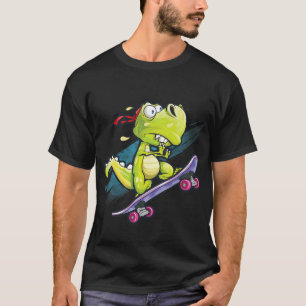 Dino-Skateboard-Shirt Jungen Skateboarding Kinder  T-Shirt