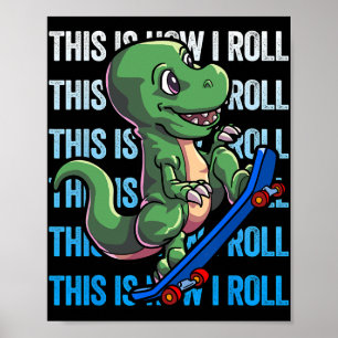 Dino Skateboarding-Shirt Kinder Jungen Skateboardi Poster