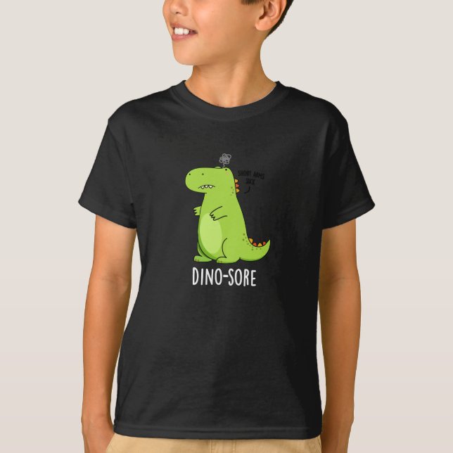 Dino sore Funny Irritated Dinosaur Pun Dark BG T-Shirt (Vorderseite)