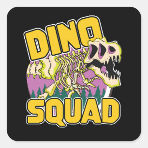 Dino Squad Logo Quadratischer Aufkleber