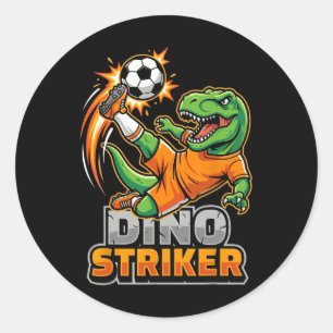 Dino Striker T-Rex Fußballkick Lustiger Dinosaurie Runder Aufkleber