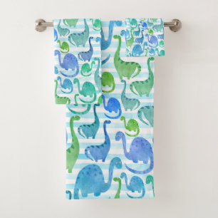 Dino Stripe Wasserfarbe Dinosaurier Adorable Badhandtuch Set