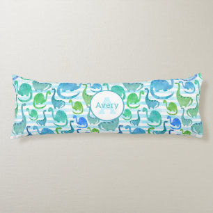 Dino Stripe Wasserfarbe Dinosaurier Personalisiert Seitenschläferkissen