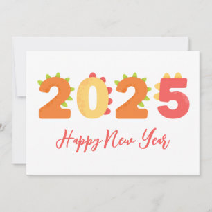 Dino style simple heureux nouvelle année cartes 20