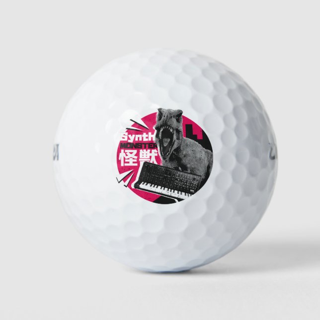 Dino Synth Musician Golfball (Vorderseite)