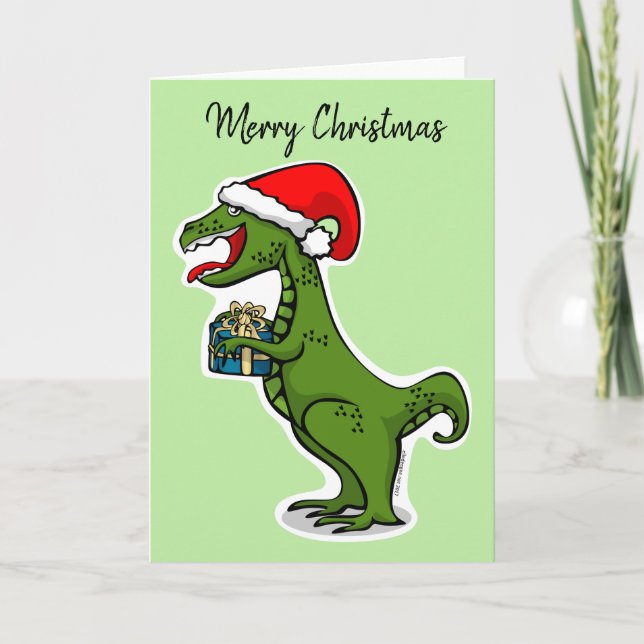 Dino T-rex Christmas Feiertagskarte (Vorderseite)