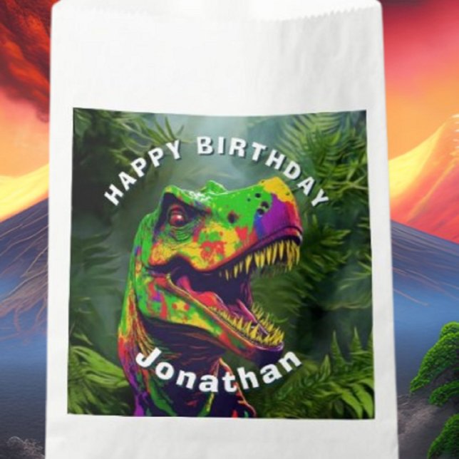 Dino T Rex Jungle Happy Birthday Geschenktütchen (Bring your dream party to life with our selection of quality Dinosaur themed party supplies)