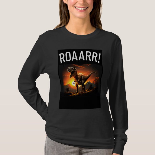 Dino T Rex Sunrise Funny Dinosaur T-Shirt (Vorderseite)