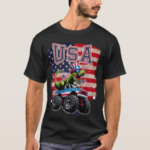 Dino T Rex USA Monster Truck USA Flag 4. Juli T-Shirt
