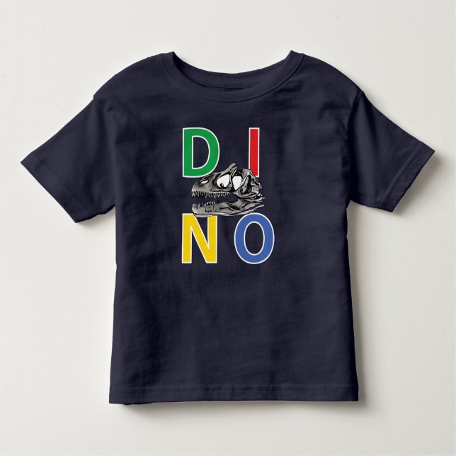 DINO - T-shirt bleu marine pour bébé fin jersey (Devant)