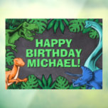 Dino Trex Jurassic Boy Dinosaur Birthday Fensteraufkleber<br><div class="desc">Dieses Dinosaurier-Design ist großartig für den Geburtstagsjungen in deinem Leben. Geben Sie ihnen einen Dino-Milben-Tag mit diesem Dino-Thema Design mit einem Trex,  Triceratops,  Brontosaurus,  und Raptor.</div>