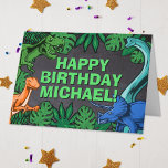 Dino Trex Jurassic Boy Dinosaur Birthday Karte<br><div class="desc">Dieses Dinosaurier-Design ist großartig für den Geburtstagsjungen in deinem Leben. Geben Sie ihnen einen Dino-Milben-Tag mit diesem Dino-Thema Design mit einem Trex,  Triceratops,  Brontosaurus,  und Raptor.</div>