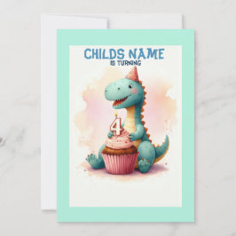 Dino Turning 4 Geburtstag Einladung