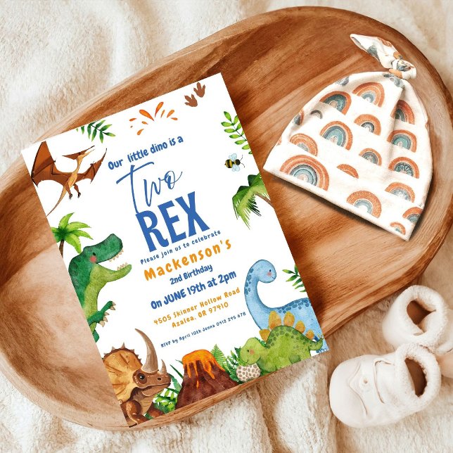 Dino Two rex 2nd boy Dinosaur birthday party Einladung (Von Creator hochgeladen)