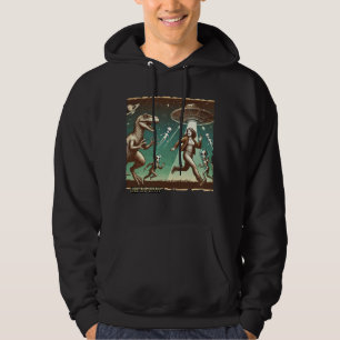 Dino-UFO-Selfie: Vintage Panik (Herren-Hoodie) Hoodie