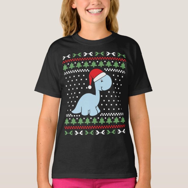 Dino Ugly Christmas Sweater T-Shirt (Vorderseite)