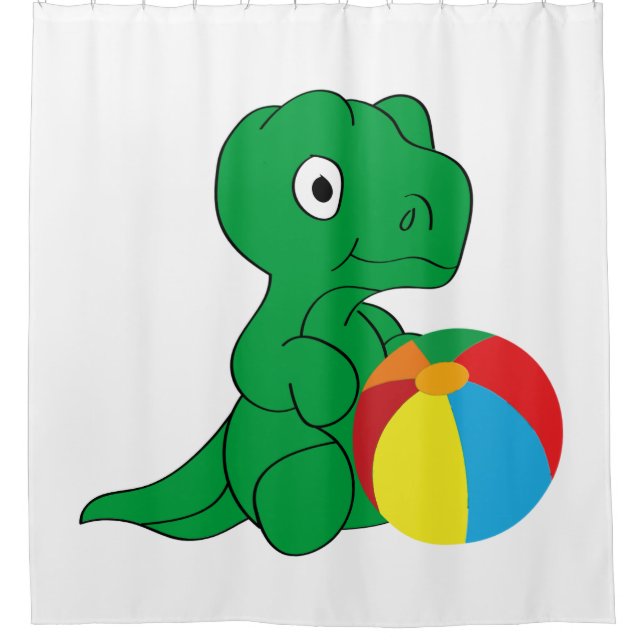 Dino und Ball Duschvorhang (Vorderseite)