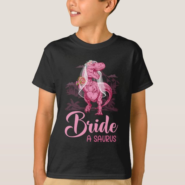Dino Wedding Bride A Saurus Dinosaur Funny Geschen T-Shirt (Vorderseite)