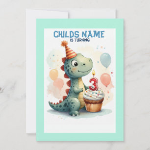 Dino wird 3 Geburtstag Einladung