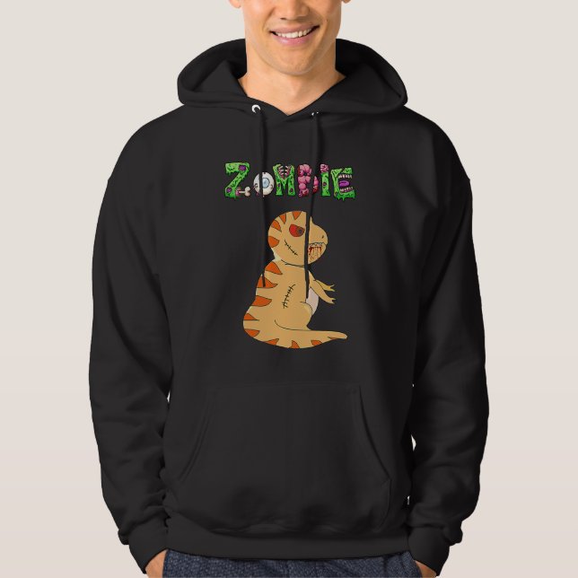 Dino Zombie  Humor Halloween Hoodie (Vorderseite)
