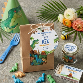 Dino Zwei rex 2. Junge Dinosaurier Geburtstagsfeie Geschenkanhänger