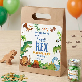 Dino Zwei Rex 2. Junge Dinosaurier Geburtstagsfeie Quadratischer Aufkleber