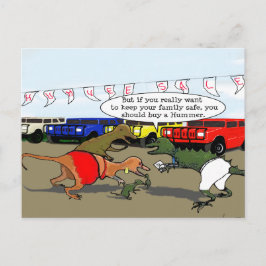 Dinoasur Humvee Environment Cartoon Postkarte