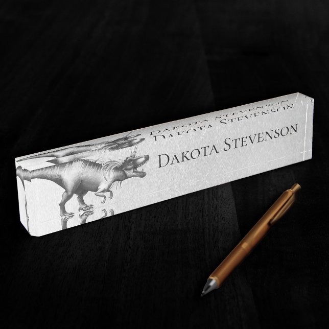 Dinocorn Chrome | Silver Unicorn Horned Dinosaurie Namensplakette (Von Creator hochgeladen)