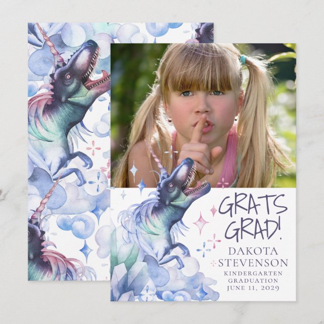 Dinocorn Crystal | Novelty Magic Foto Abschluss Ankündigung (Vorne/Hinten)