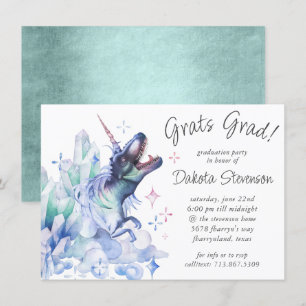 Dinocorn Crystal Unicorn Dinosaur Grad Party Einladung
