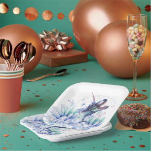 Dinocorn Crystal Unicorn Dinosaur Mystical Party Pappteller