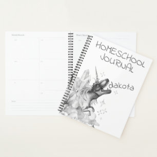 Dinocorn Silver   Unicorn Dinosaur Homeschool Planer