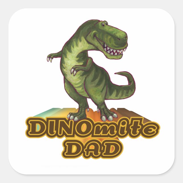 Dinomit Vater Quadratischer Aufkleber (Vorderseite)