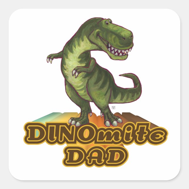 Dinomit Vater Quadratischer Aufkleber (Vorderseite)