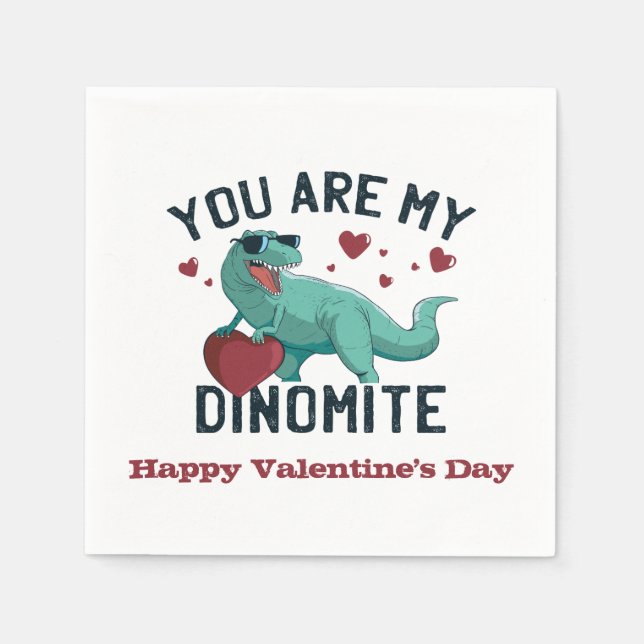 Dinomite Valentine Spaß Serviette (Vorderseite)