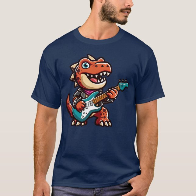 DinoRe guitar guitarist band music funny T-Shirt (Vorderseite)