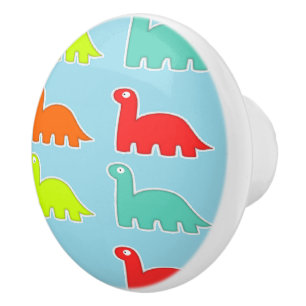Dinos auf blau keramikknauf