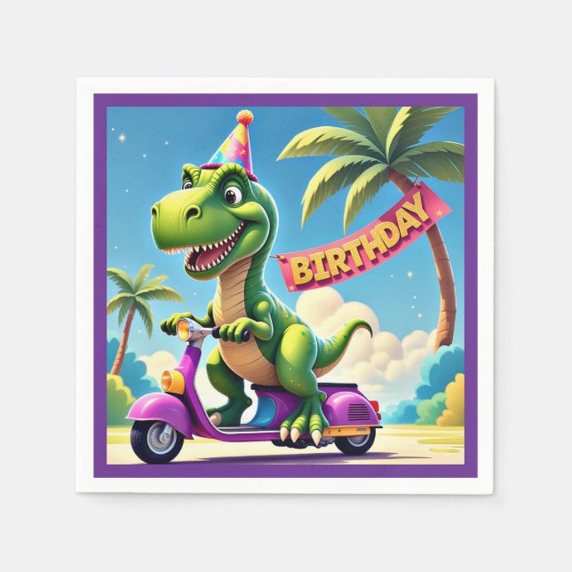 " DINO'S BIRTHDAY JOYRIDE " SERVIETTE (Vorderseite)