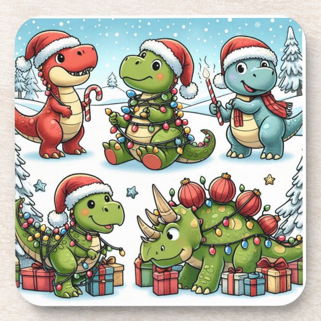 Dinos-Feste für Kinder Getränkeuntersetzer (Vorderseite)