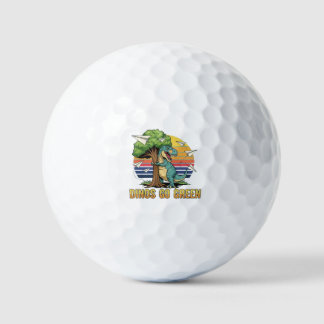 Dinos Go Green – Retro Eco Dinosaur Design Golfball