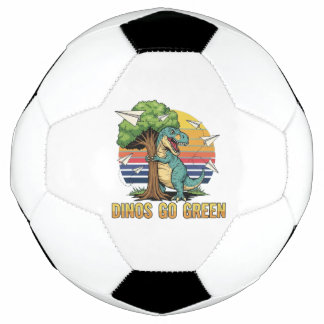 Dinos Go Green – Retro-Öko-Dinosaurier-Design Fußball