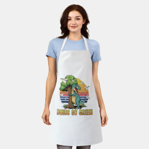 Dinos Go Green – Retro-Öko-Dinosaurier-Design Schürze