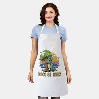 Dinos Go Green – Retro-Öko-Dinosaurier-Design Schürze