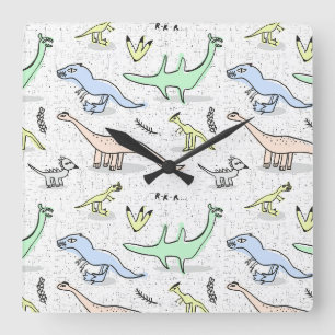 Dinos Quadratische Wanduhr