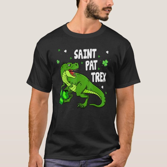 Dinosarus Saint Pax Trex Happy St Patrick's Day Lu T-Shirt (Vorderseite)