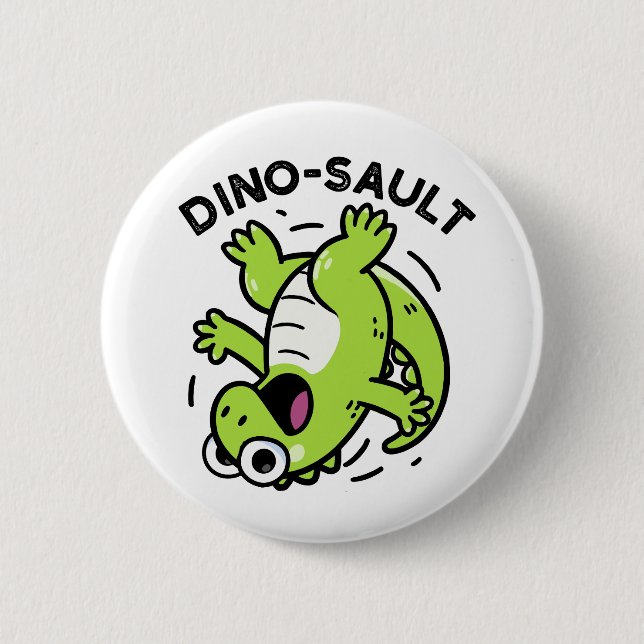 Dinosault Funny Dinosaur Pun Button (Vorderseite)