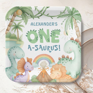 Dinosaur 1. Geburtstag One A-Saurus Dino-Party Pappteller